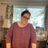 Megan is wearing a Cottonwood with the 3/4 sleeve expansion in the Tee Length. This is a size J in a cotton sweater knit. 
